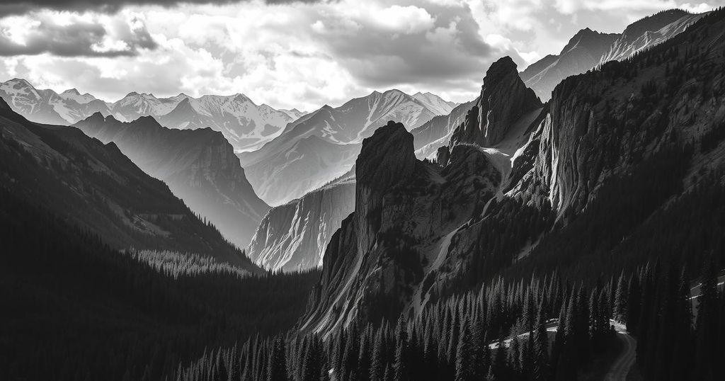 Black-and-white landscape showcasing nature's beauty with rich tonality and dramatic contrasts