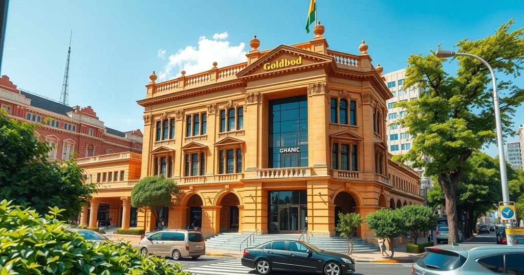 Historic Bank of Ghana building being repurposed for GoldBod activities in vibrant city setting
