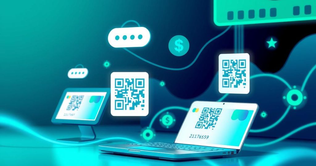 A digital payments theme with technology elements representing fintech growth in Nigeria's economy.