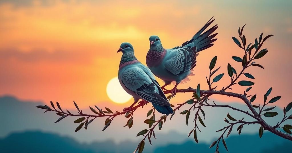 A symbolic representation of diplomacy and peace in a modern global context.