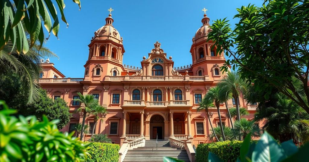 Mexican National Palace with vibrant architecture reflecting political discussions and international diplomacy