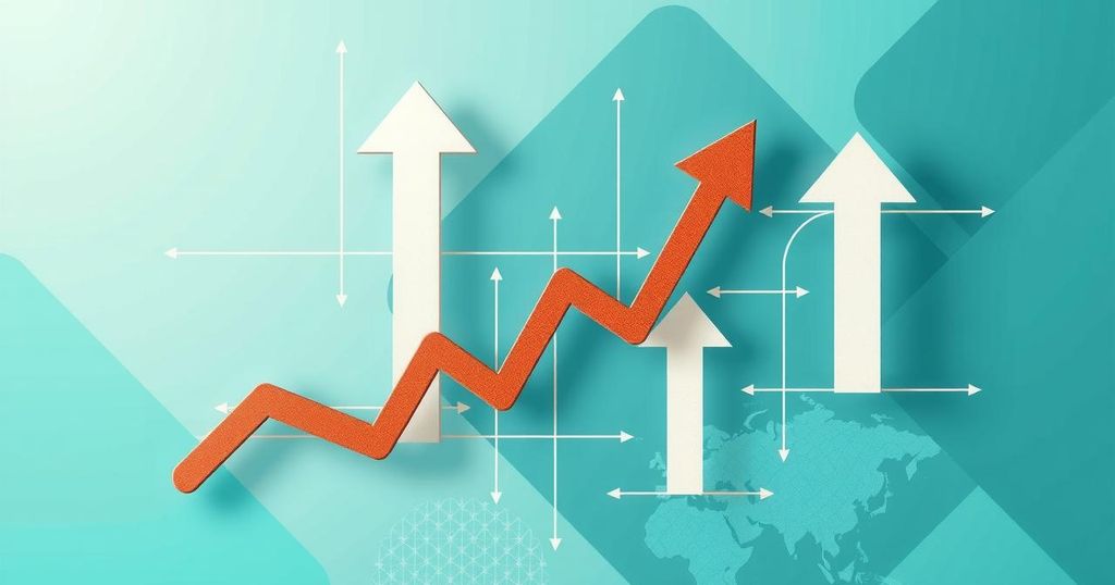 Graphic representation of market trends in Asia-Pacific with abstract financial motifs and muted colors.