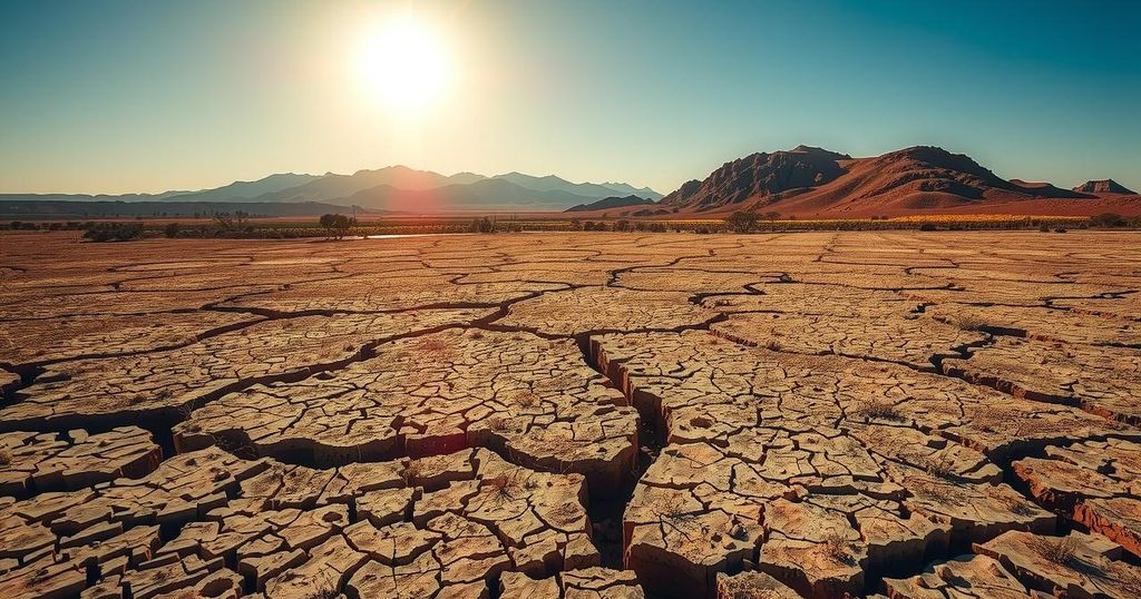 A dry, desolate farm landscape illustrating the impact of drought on agriculture and food insecurity.