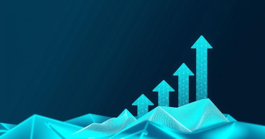 Digital bank expands into Argentina with a financial growth theme, using blue and green tones.