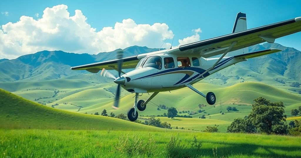 Deportation flight landing in Eswatini, surrounded by natural landscape and a clear sky.