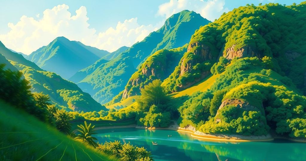Illustration of the flags and landscapes of Nicaragua and Honduras, highlighting resilience and hope.