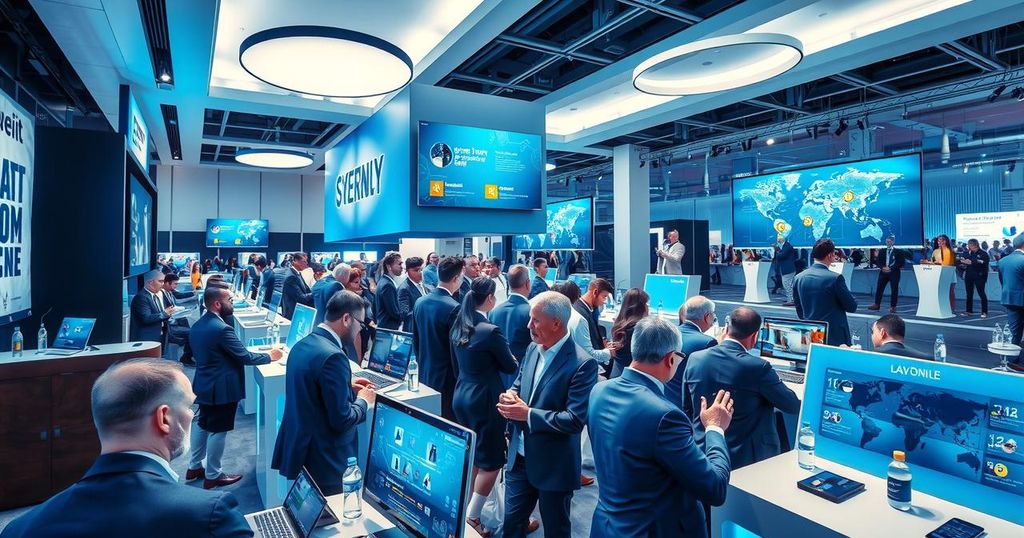 A modern cybersecurity conference setup in Lagos, showcasing innovative technology and collaboration ideas.