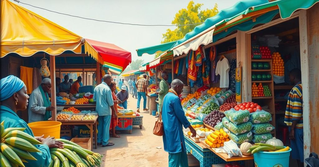 A bustling market scene in Omdurman, showcasing resilience and life returning after conflict in Sudan.